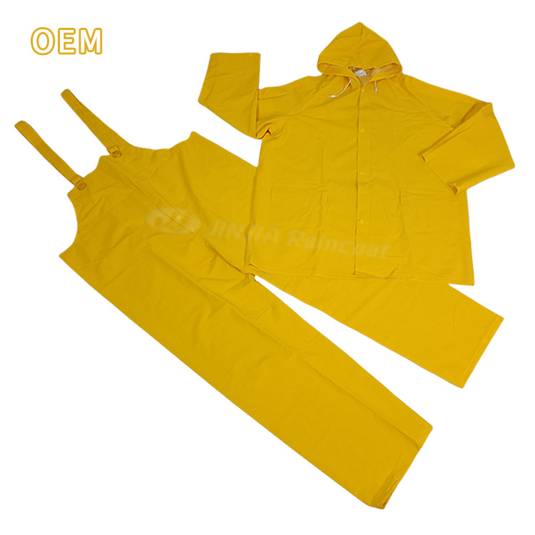 Rozdelený dažďový set s PVC kožou a výšivkami — pre dospelých, vonkajšie dažďovky s remienkami a nohavice