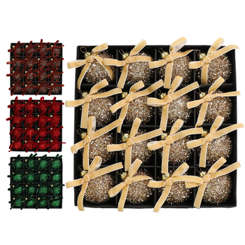 Set ozdobných gúľ na Vianoce s motýľovým uzlom, z plastu, moderný minimalistický štýl, poloručná-polomechanická výroba, výrobné číslo 9251