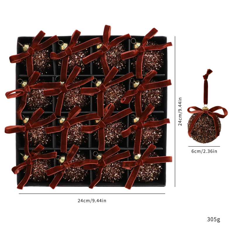 Set ozdobných gúľ na Vianoce s motýľovým uzlom, z plastu, moderný minimalistický štýl, poloručná-polomechanická výroba, výrobné číslo 9251