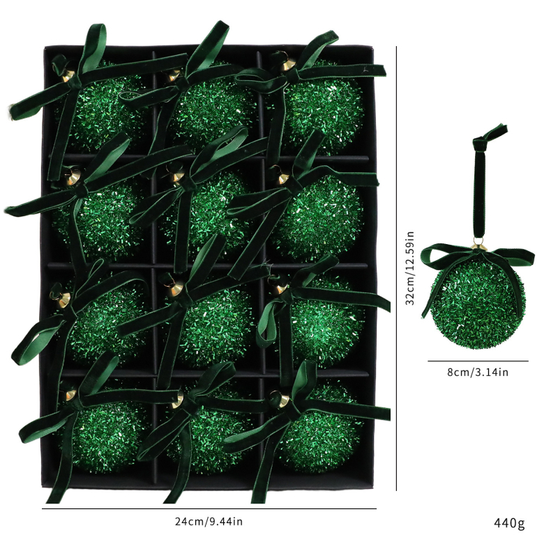 Комплект коледни топки за украса с пеперуден възел, пластмасов, модерен минималистичен стил, полу ръчна и полу-механична изработка, артикул 9251