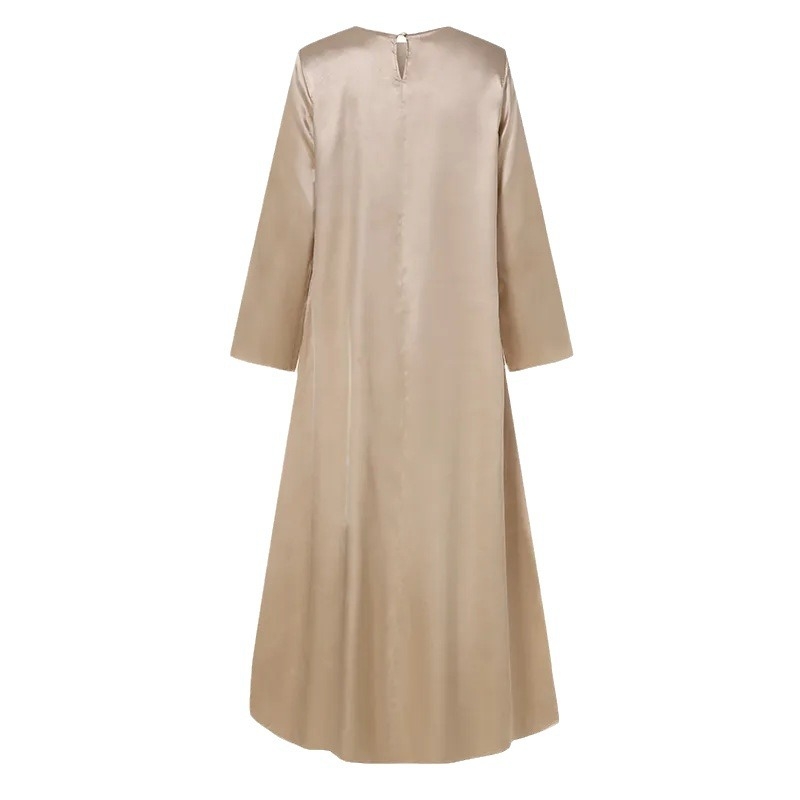 Γυναικεία μακριά ρόμπα-φόρεμα με σχέδιο κολάζ, πολυεστέρας, μακριά μανίκια, Φθινόπωρο 2024