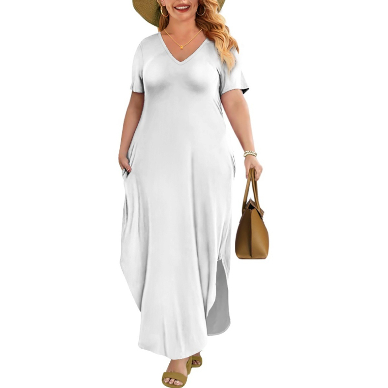 Női mintás poliészter ruha V-nyakkal, 3/4-es ujjú, középméretű hosszúságú, Tavasz 2025