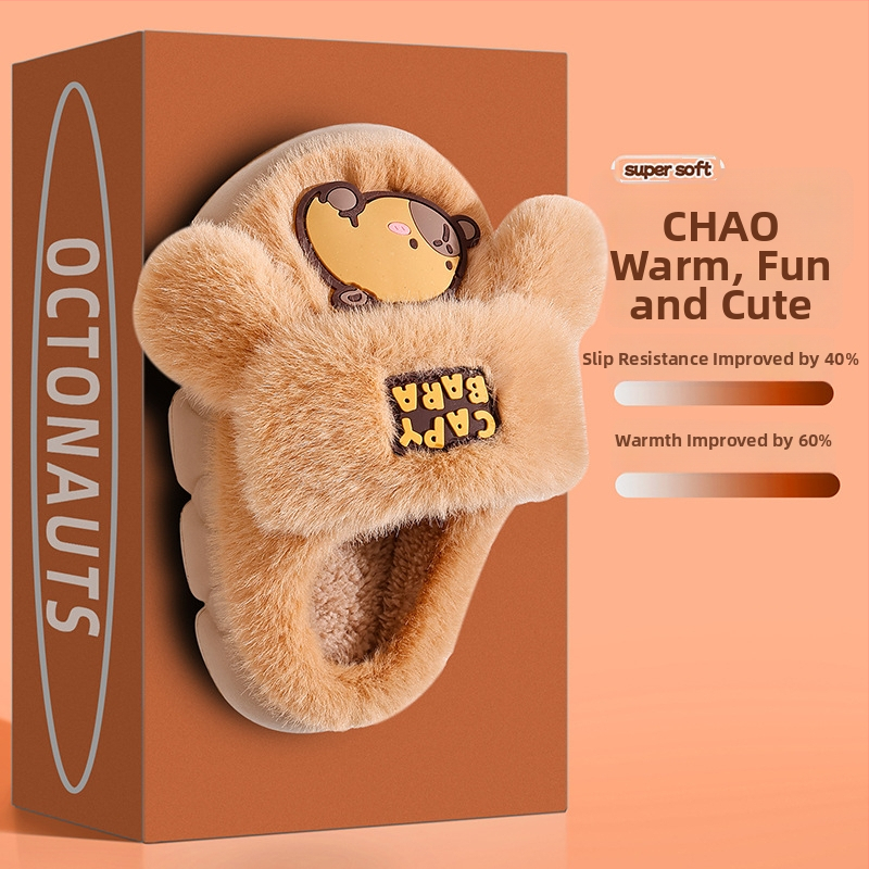 Unisex puuvillased sussid su suletud varbaga, karikatuurne loomamuster, PVC talla, libisemiskindlad, hingavad