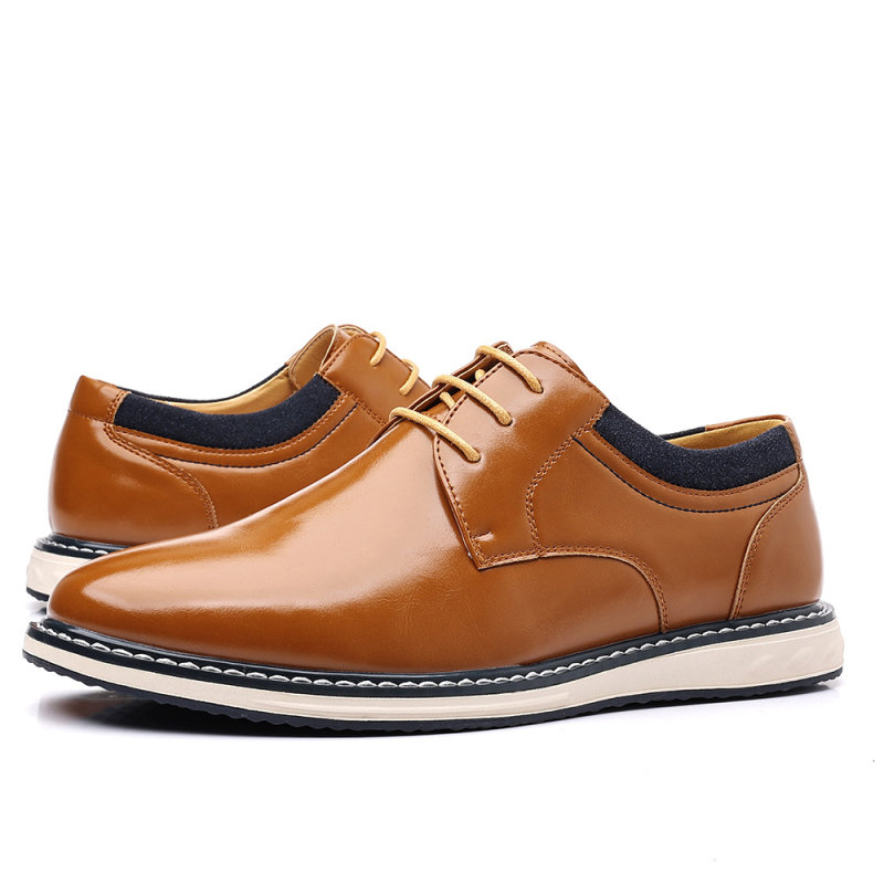 Pánske derby topánky, priedušný letný dizajn, vrchná časť z umelej PU, predné šnúrky, masážna stielka, nízky podpätok 1–3 cm