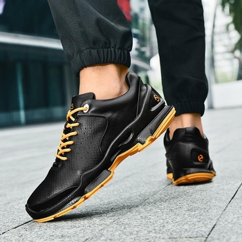 Pánske kožené topánky z teľacej kože s hrubou podrážkou, okrúhla špička, zapínanie na šnúrky vpredu, gumová podrážka, protišmykové