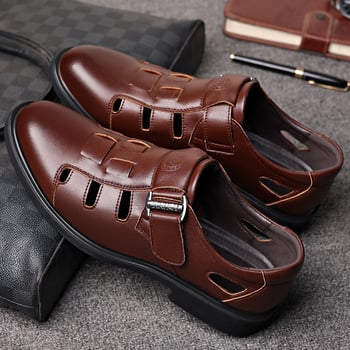 Férfi perforált bőrből készült Slip-On cipő | Légáteresztő felsőrész, kerek orr, gumitalp
