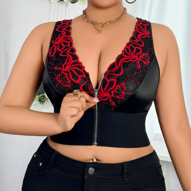 Krajková podprsenka s kvetinovou výšivkou, 3/4 košíček, predné zapínanie, push-up, bezšvová, pevné dvojité ramienka