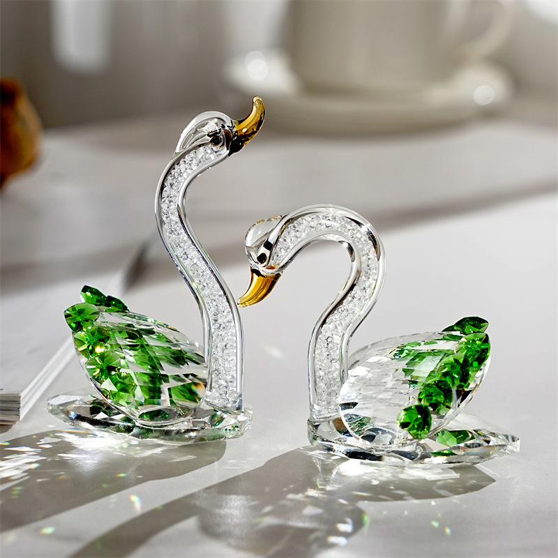 Kryštálová labuť ozdoba, čínske štýl, stolová ozdoba, darčekové balenie, Qiannuo