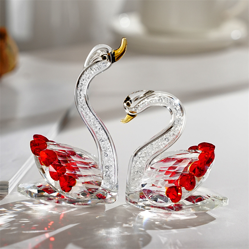 Kryštálová labuť ozdoba, čínske štýl, stolová ozdoba, darčekové balenie, Qiannuo