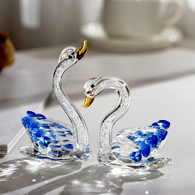 Kryštálová labuť ozdoba, čínske štýl, stolová ozdoba, darčekové balenie, Qiannuo