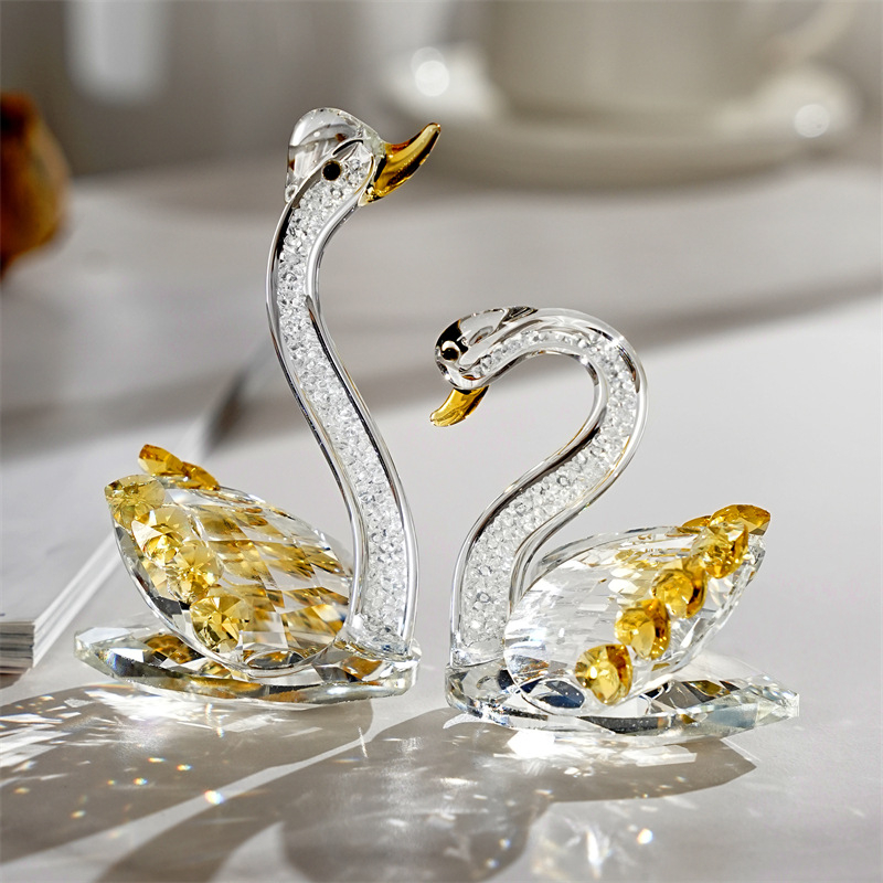 Kryštálová labuť ozdoba, čínske štýl, stolová ozdoba, darčekové balenie, Qiannuo