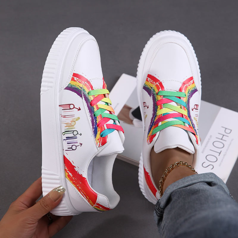 Dad Shoes - Uniszex hétköznapi sneaker (kerek orr, felsőrész szintetikus bőr, csíkos mintázat, 3-5 cm-es középső sarok)