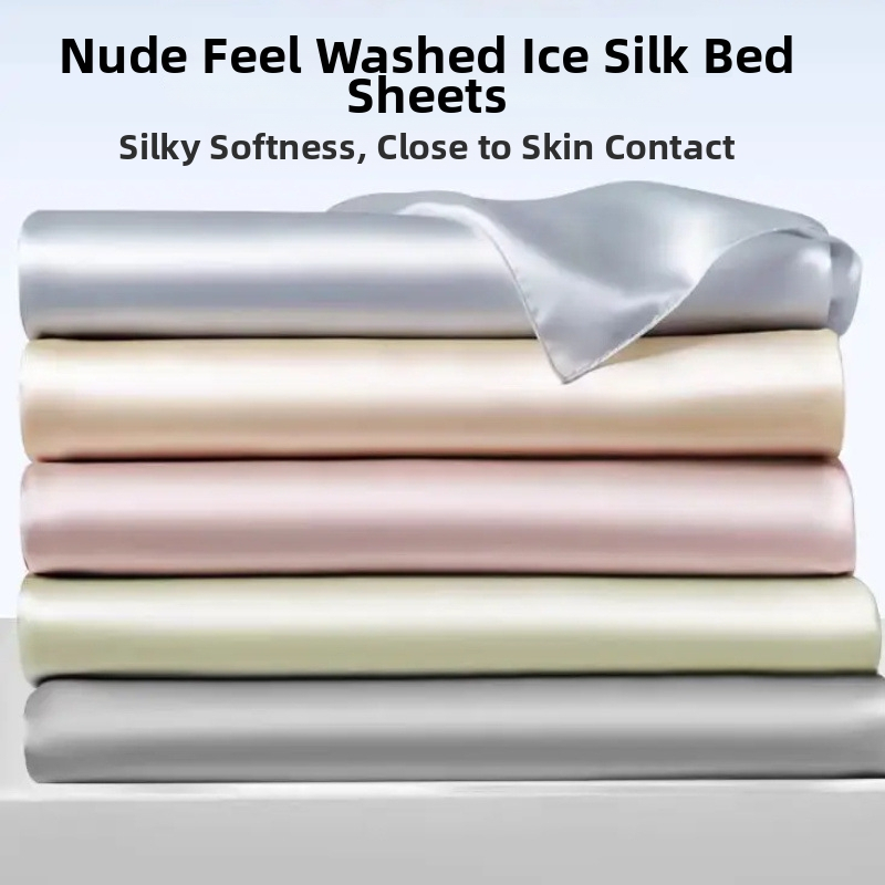Posteľná plachta z ľadového hodvábu a viskózy, twill väzba, jednoduchý vzor, tkanina farbená, jednoduchý štýl