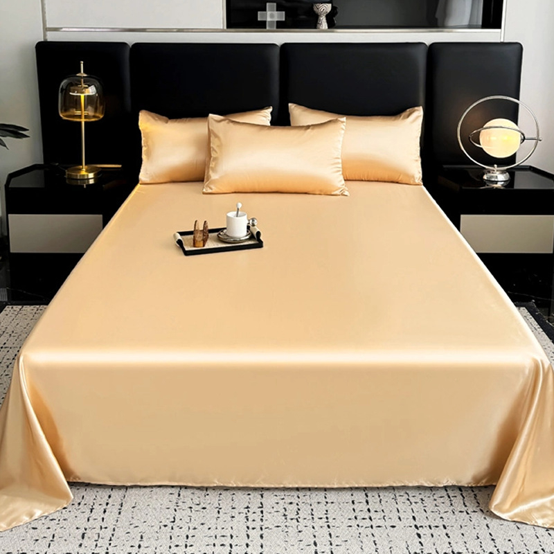 Спален чаршаф: ледена коприна и вискоза, твил тъкан, без шарка, боядисана тъкан, прост стил