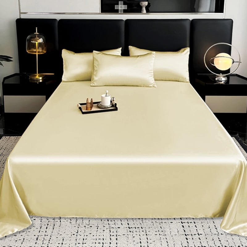 Спален чаршаф: ледена коприна и вискоза, твил тъкан, без шарка, боядисана тъкан, прост стил