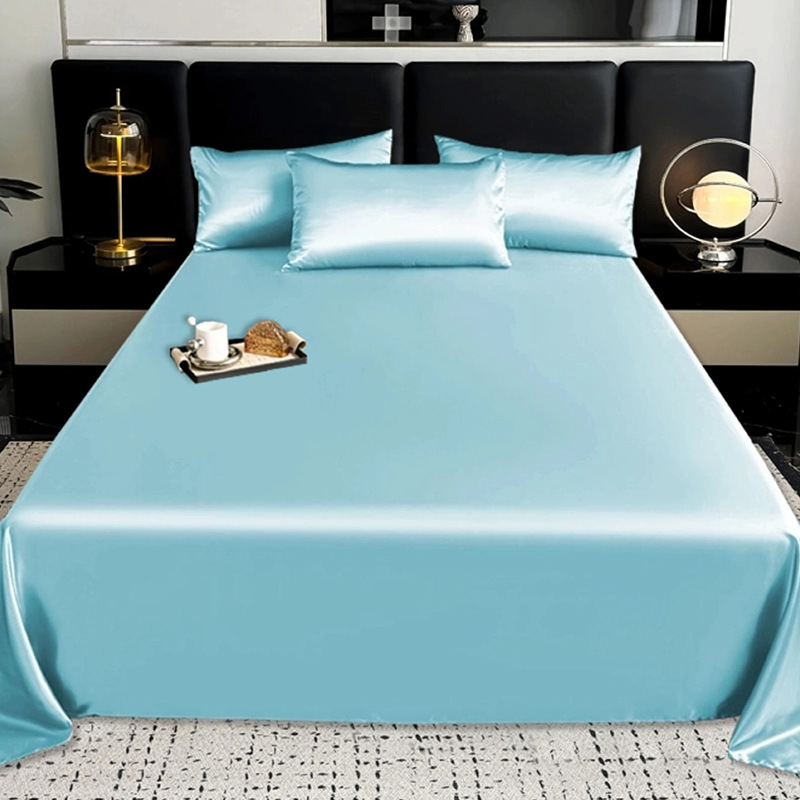 Спален чаршаф: ледена коприна и вискоза, твил тъкан, без шарка, боядисана тъкан, прост стил