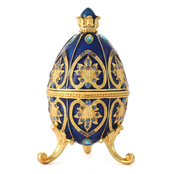 Cutie pentru bijuterii din aliaj, design emailat de ou Fabergé, stil modern de artă, gata pentru cadou