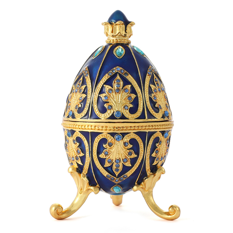 Cutie pentru bijuterii din aliaj, design emailat de ou Fabergé, stil modern de artă, gata pentru cadou