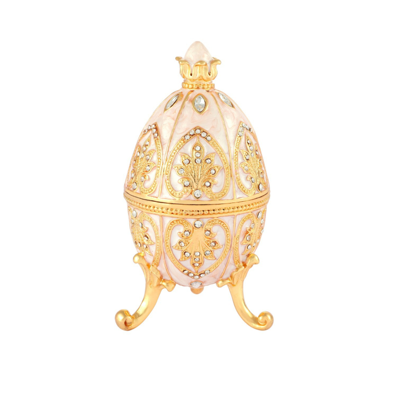 Cutie pentru bijuterii din aliaj, design emailat de ou Fabergé, stil modern de artă, gata pentru cadou