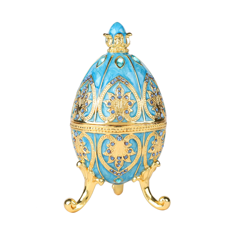 Cutie pentru bijuterii din aliaj, design emailat de ou Fabergé, stil modern de artă, gata pentru cadou