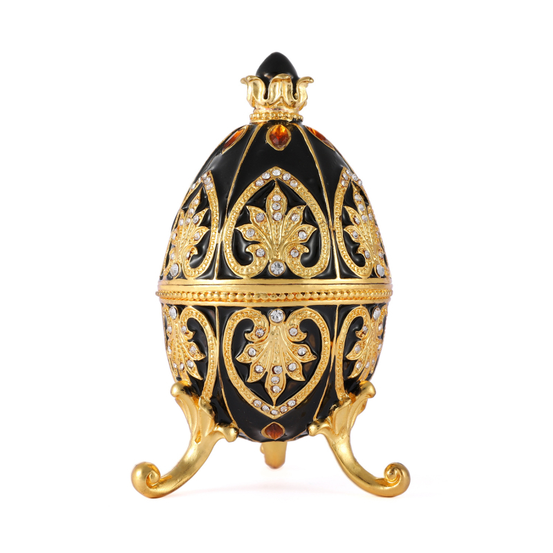 Cutie pentru bijuterii din aliaj, design emailat de ou Fabergé, stil modern de artă, gata pentru cadou