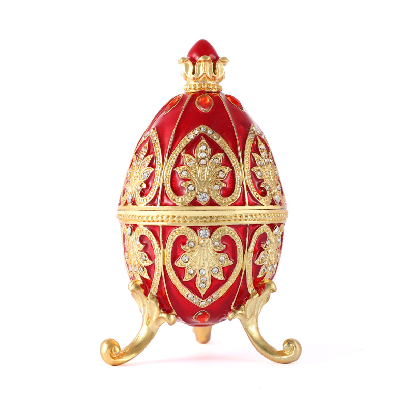 Cutie pentru bijuterii din aliaj, design emailat de ou Fabergé, stil modern de artă, gata pentru cadou