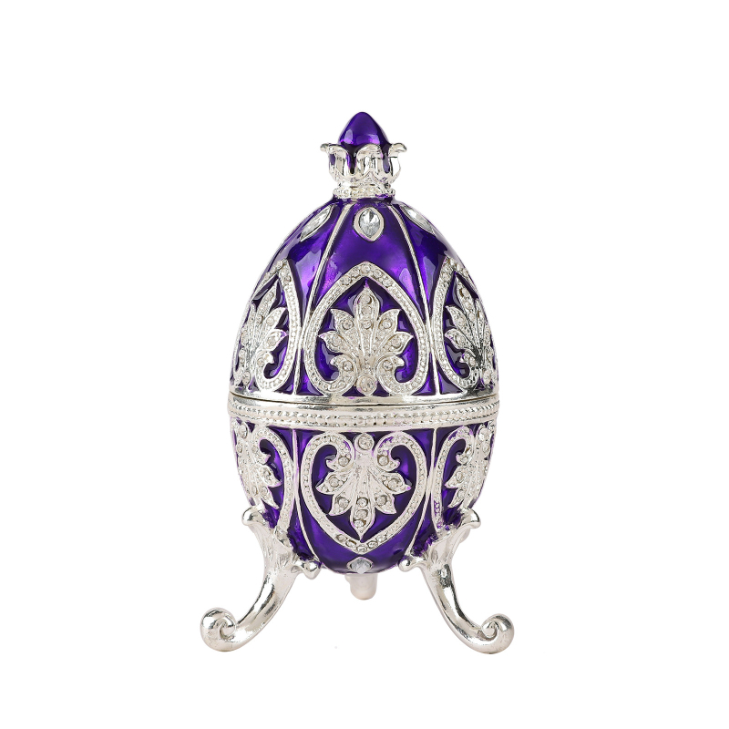 Cutie pentru bijuterii din aliaj, design emailat de ou Fabergé, stil modern de artă, gata pentru cadou