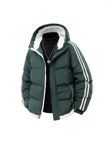 Meeste kapuutsiga puuvillane jope, vaba lõige, tõmblukk, puuvillane täidis, polüester vooder