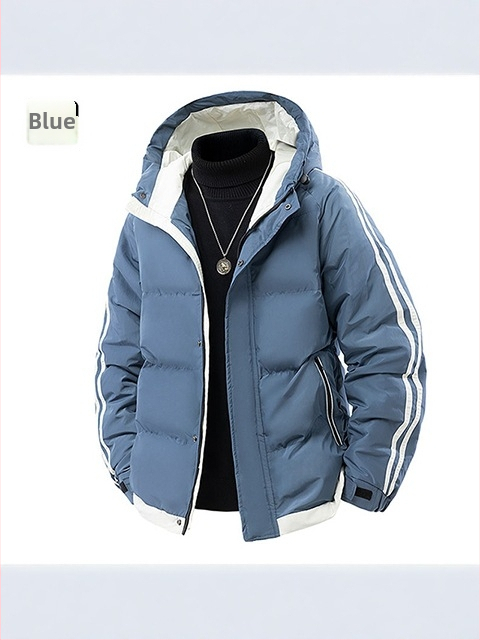 Meeste kapuutsiga puuvillane jope, vaba lõige, tõmblukk, puuvillane täidis, polüester vooder