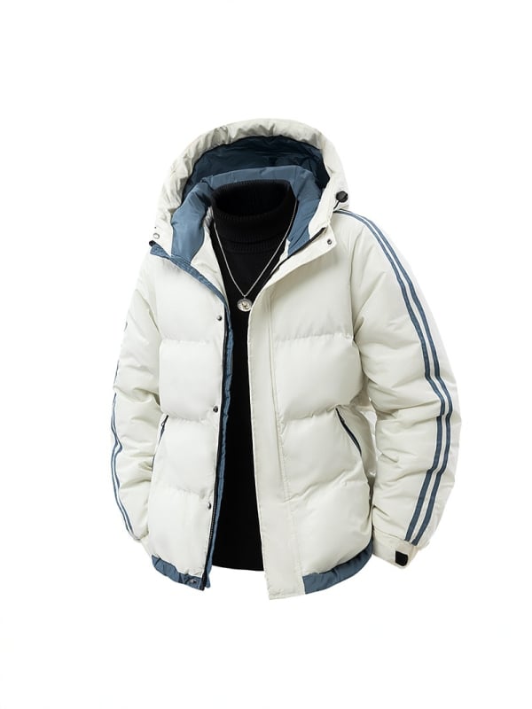 Meeste kapuutsiga puuvillane jope, vaba lõige, tõmblukk, puuvillane täidis, polüester vooder