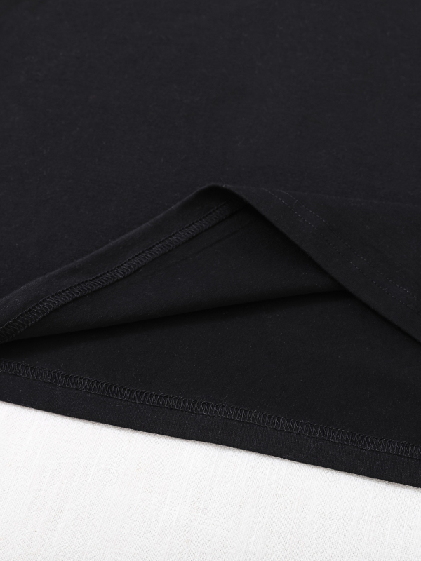 Tricou damă cu citat inspirațional, croială lejeră, guler rotund, mâneci scurte, bumbac tricotat, imprimeu cu litere