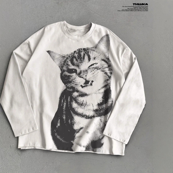 Унисекс худи с цип отпред и принт, полиестер-спандексова смес, качулка, свободен крой, есен 2025