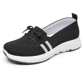 Dámske dýchajúce slip-on topánky s pleteným horným dielom, ľahké a pohodlné, s plochou podrážkou