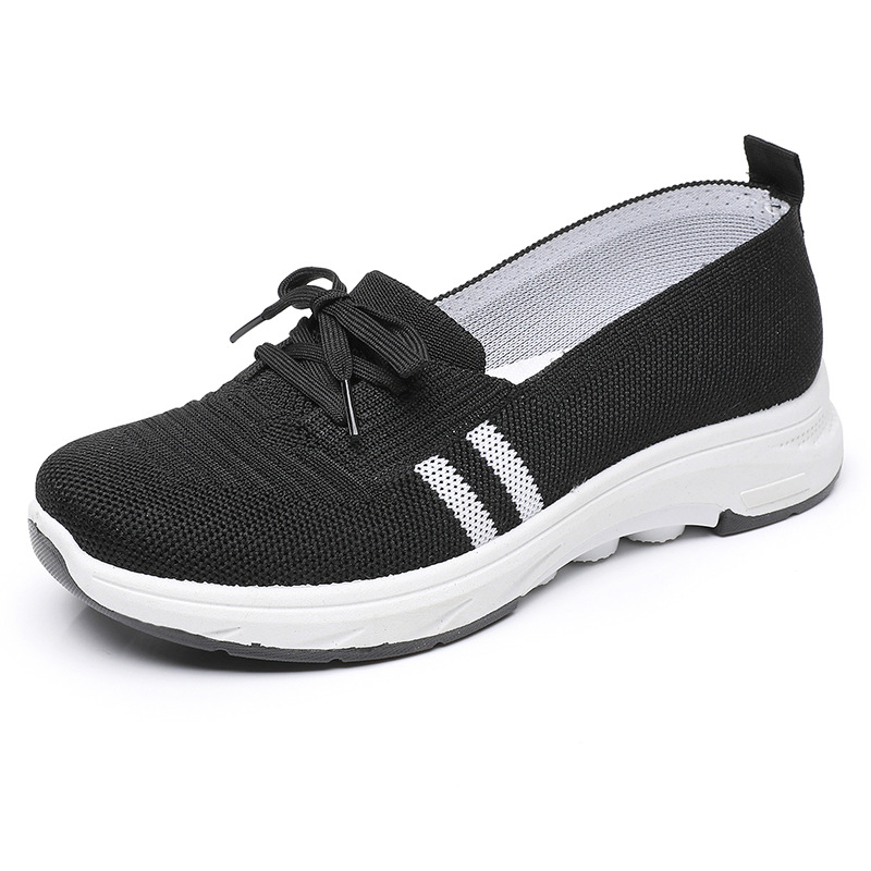 Dámske dýchajúce slip-on topánky s pleteným horným dielom, ľahké a pohodlné, s plochou podrážkou