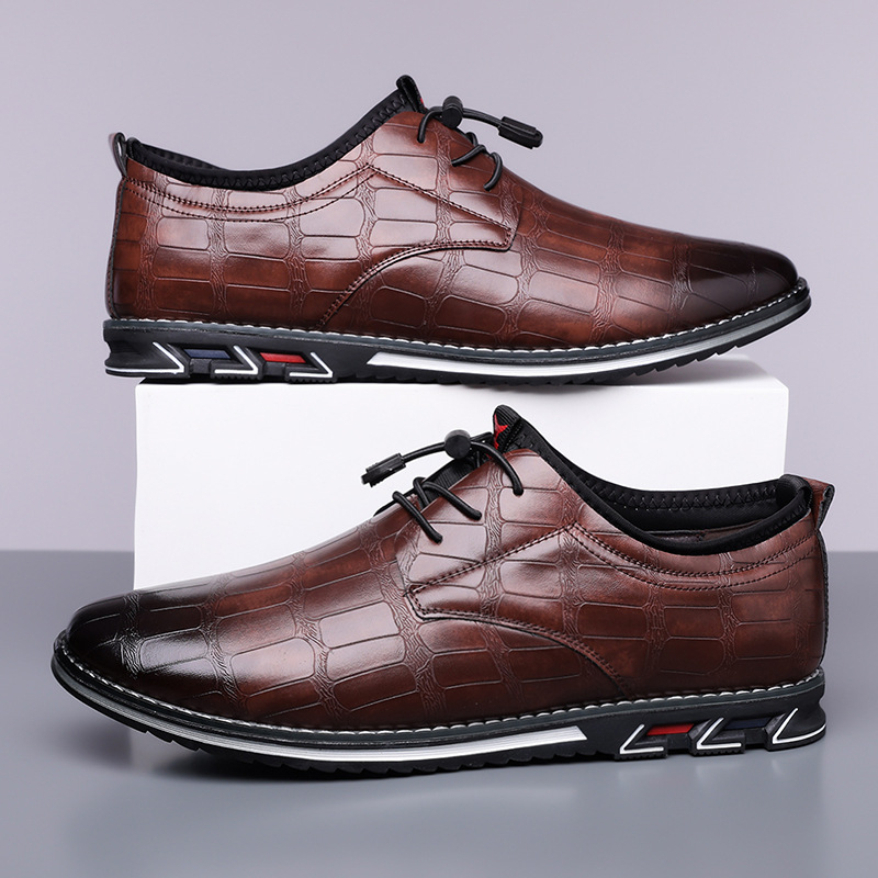 Pánske mokasíny s PU vrchnou, gumová podrážka, okrúhla špička, nízky členok, protisklzná podrážka