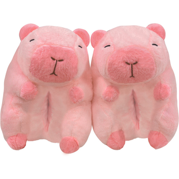 Papuci pluș Capybara cu model desen animat, căptușeală din bumbac, partea superioară din velur, înălțime medie, unisex, pentru casă în timpul iernii, primăverii și toamnei