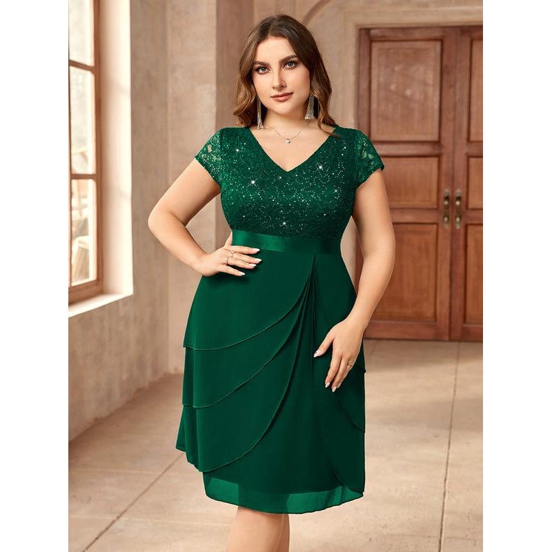 Svadobné šaty s čipkou a flitrami, dlhé rukávy, Vinylon materiál, pre všetky ročné obdobia, pre ženy stredného a staršieho veku