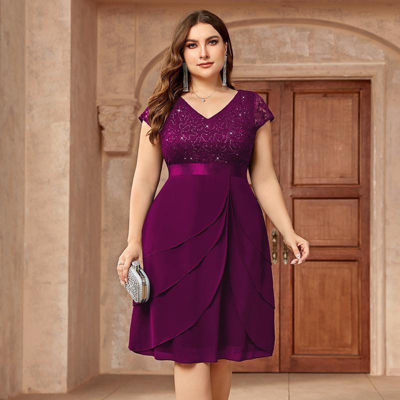 Svadobné šaty s čipkou a flitrami, dlhé rukávy, Vinylon materiál, pre všetky ročné obdobia, pre ženy stredného a staršieho veku