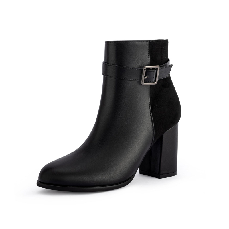 Kerek orrú bokacsizma, alacsony szárú, 3–5 cm-es vastag sarkú, PU felső rész, PU+textil bélés, ősz 2024