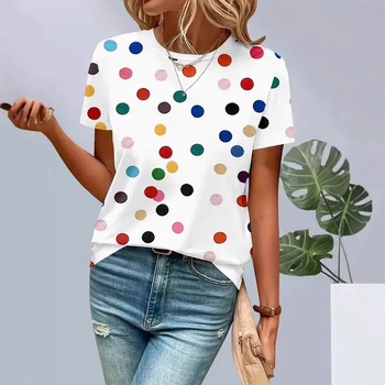 Tricou Milk Silk; Țesătură polyester; Model imprimat; Stil elegant; Guler rotund