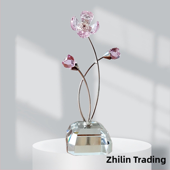 Kryštálová štvorlístka – večná kvetina, rastlinná ozdoba v darčekovej krabičke, moderný minimalistický štýl