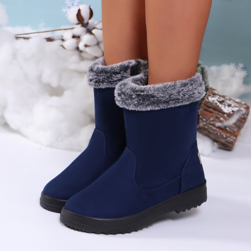 Női téli hócsizma fleece-béléssel, meleg (vízálló, csúszásmentes, oldalsó cipzár, alacsony boka, PU talp)