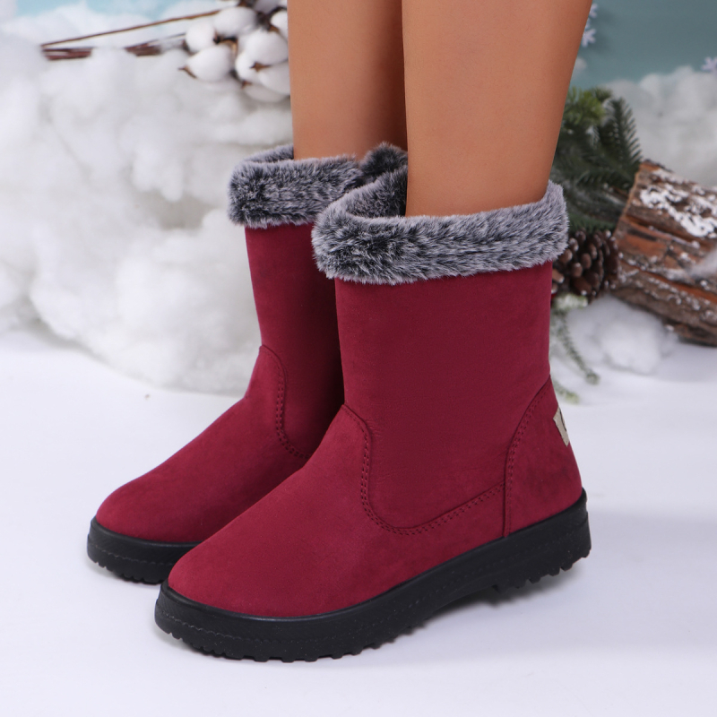 Női téli hócsizma fleece-béléssel, meleg (vízálló, csúszásmentes, oldalsó cipzár, alacsony boka, PU talp)