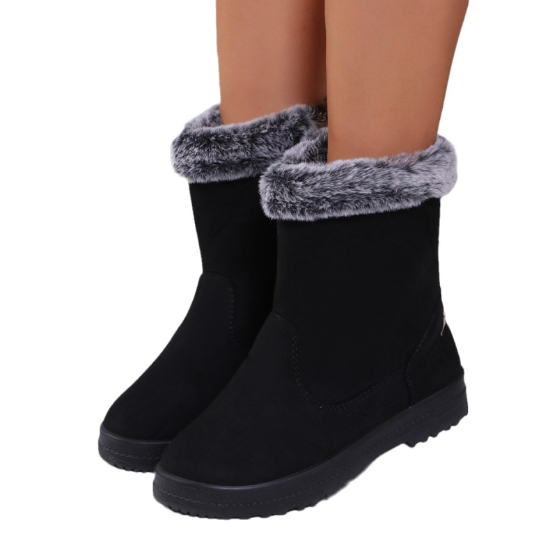 Női téli hócsizma fleece-béléssel, meleg (vízálló, csúszásmentes, oldalsó cipzár, alacsony boka, PU talp)