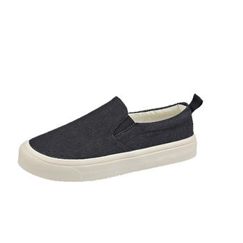 Női mindennapi slip-on cipő vastag talppal, kerek orr, textil felsőrész, gumitalp