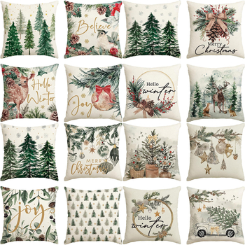 Ленова калъфка за възглавница с дизайн Коледно дърво в камион за всекидневна – модерен минималистичен стил