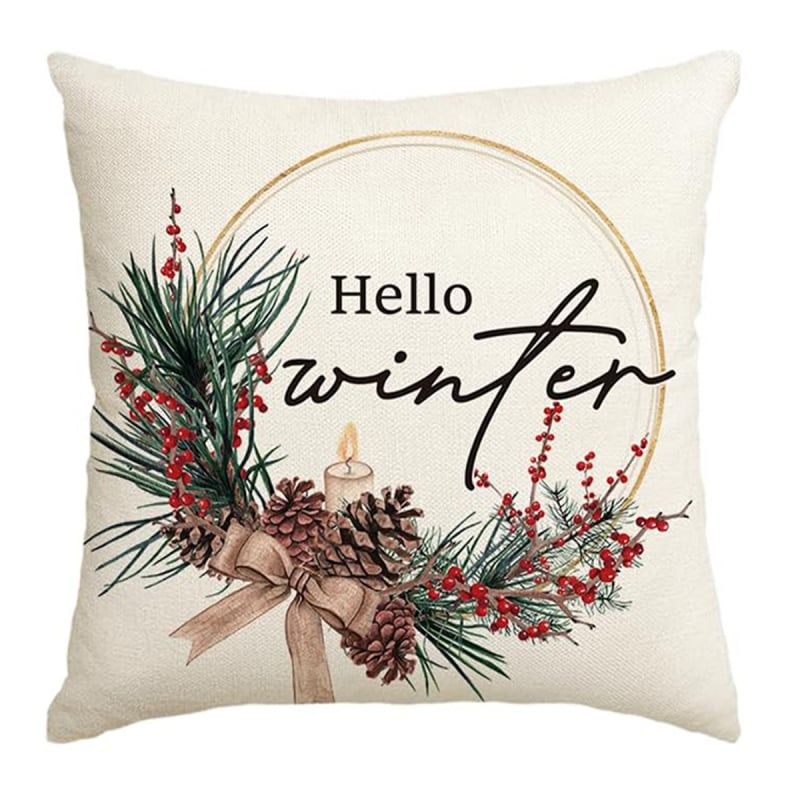 Ленова калъфка за възглавница с дизайн Коледно дърво в камион за всекидневна – модерен минималистичен стил