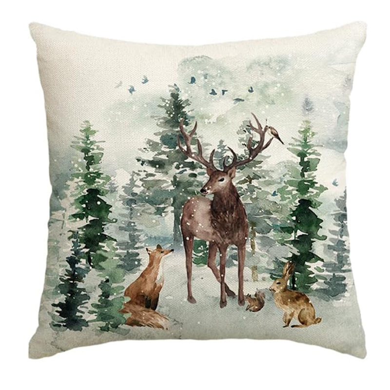 Ленова калъфка за възглавница с дизайн Коледно дърво в камион за всекидневна – модерен минималистичен стил