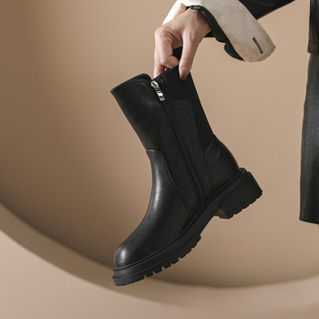 Martin čizme za žene, gornji dio od kože druge klase, gumena potplat, niski potpetica 3-5 cm, bočni zatvarač