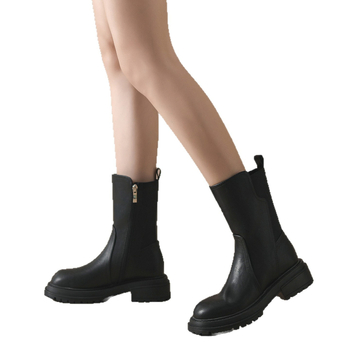 Martin čizme za žene, gornji dio od kože druge klase, gumena potplat, niski potpetica 3-5 cm, bočni zatvarač